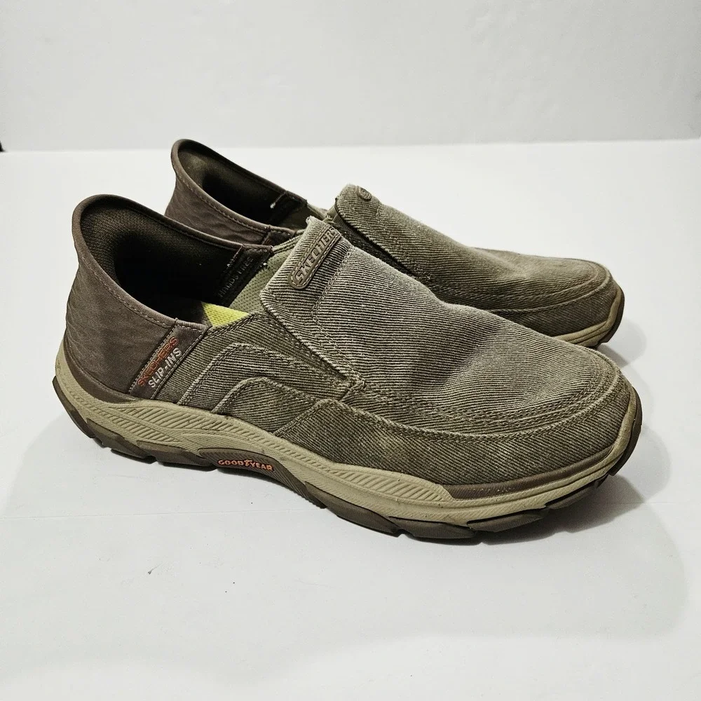 SKECHERS‎ Men's Casual Canvas Slip-Ins, Goodyear® Sole Size 12 Brown